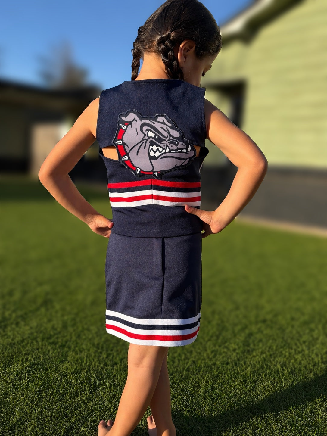 06/15 PRE-ORDER: Plainview Bulldogs 2 Piece Cheer Uniform w/ Bulldog (Copy)