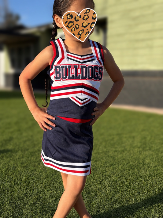 Plainview Bulldogs 2 Piece Cheer Uniform w/ Bulldog