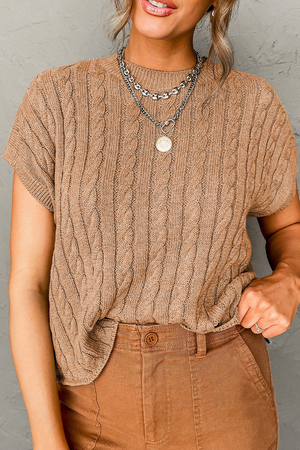 Knit Short Sleeve Sweater