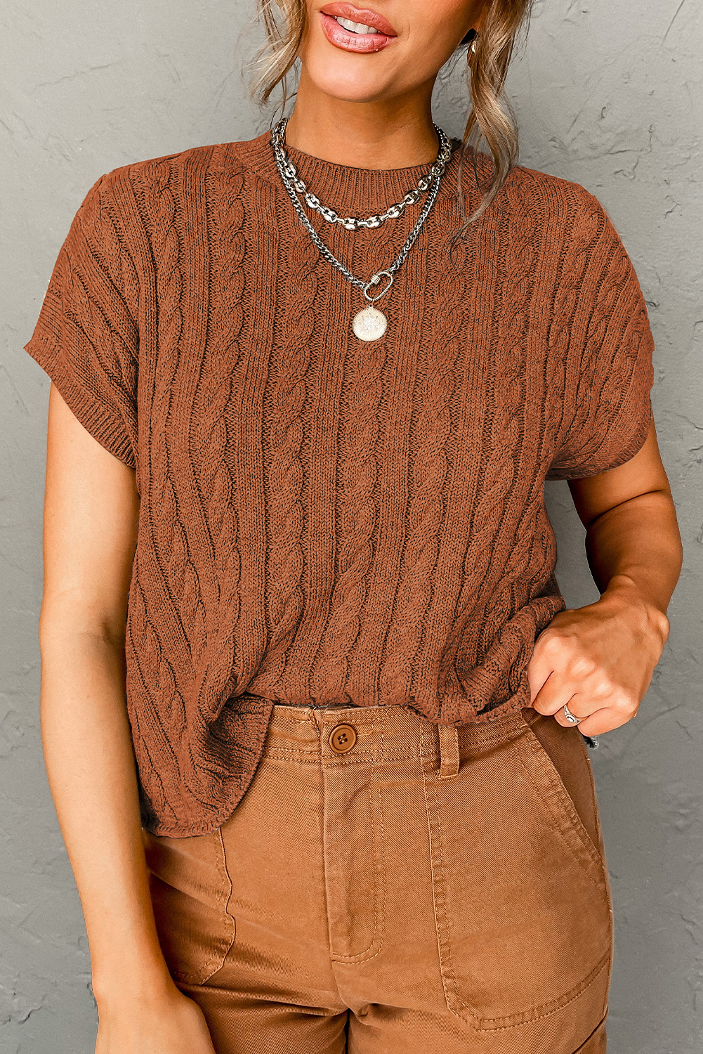 Knit Short Sleeve Sweater