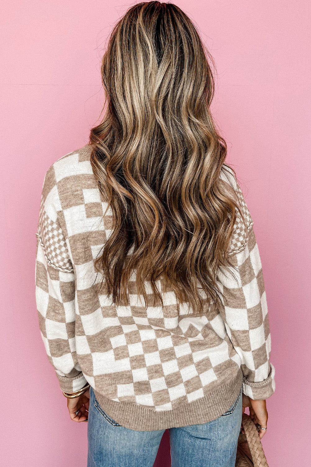 Two Tone checkered Sweater Top