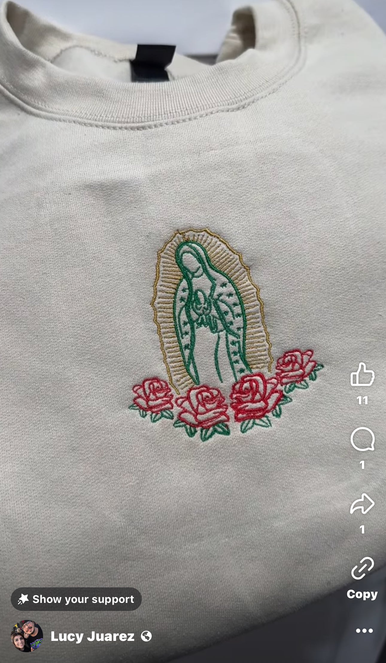 La Virgen de Guadalupe Embroidered Sweater