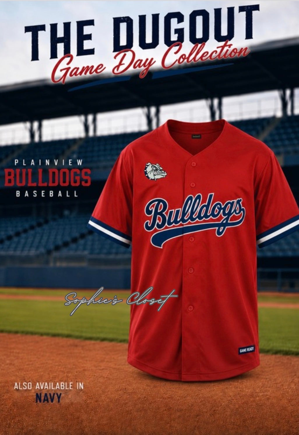 Bulldog Baseball Red